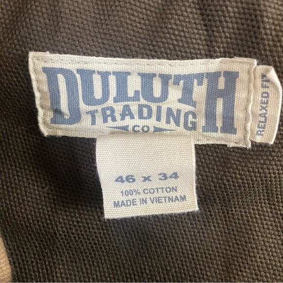 Duluth Trading Co Flex Fire Hose Cargo Pants Brown Canvas Relaxed Fit Mens 44x33 - Picture 3 of 9